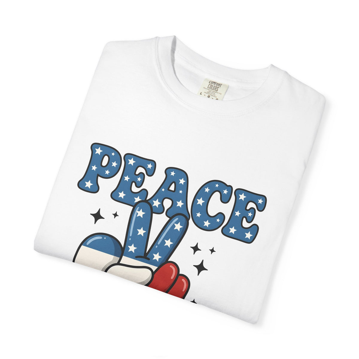 Peace Gesture T-Shirt America/4th Of July Celebration Gift Women Sketch T-Shirt Peace Sign T-Shirt Patriot Fan Hand Drawn T-Shirt Party Graphic