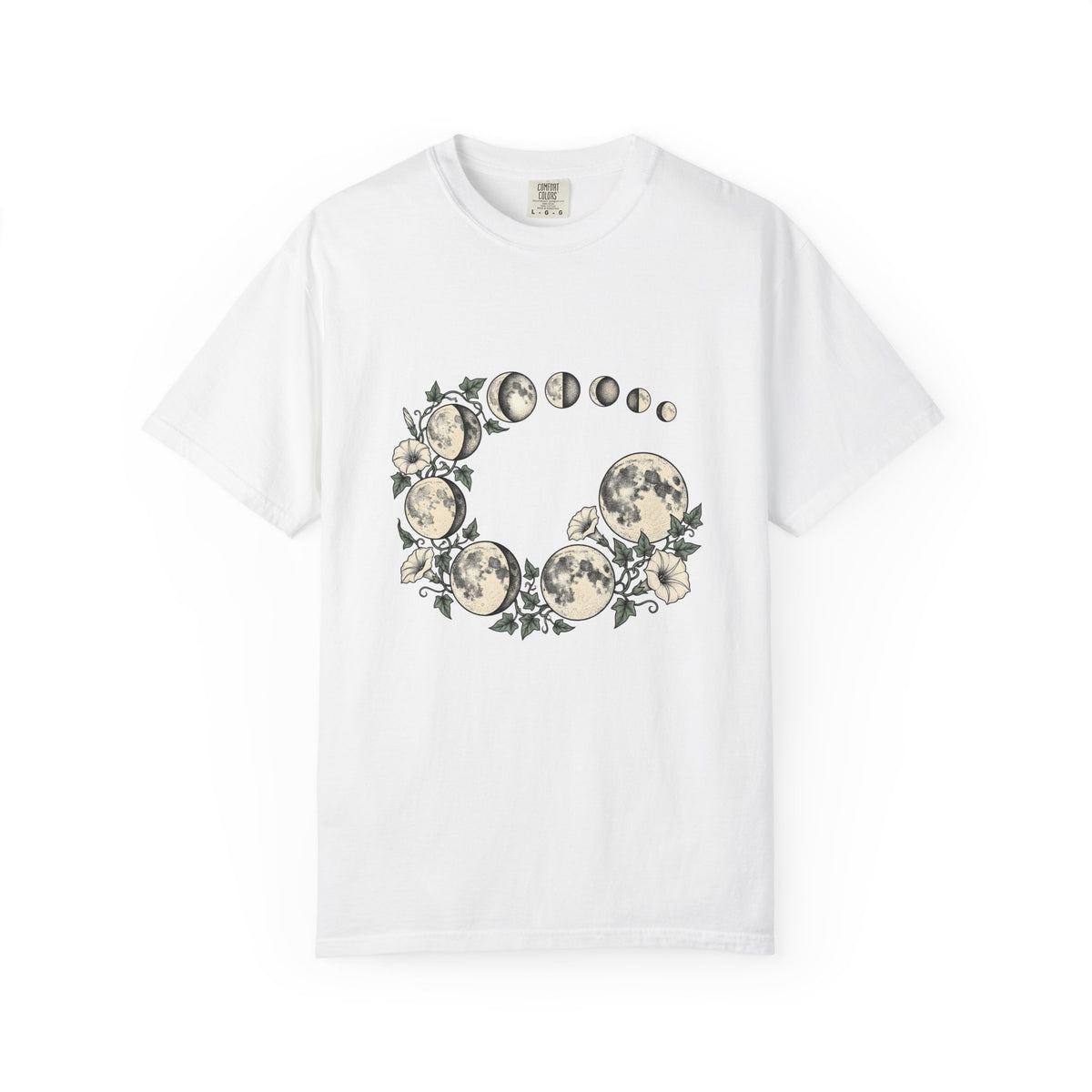 Moon Phases T-Shirt Boho Chic Celestial Gift Women Botanical T-Shirt Lunar Cycle T-Shirt Hippie Fan Floral T-Shirt Astrology Graphic Vintage