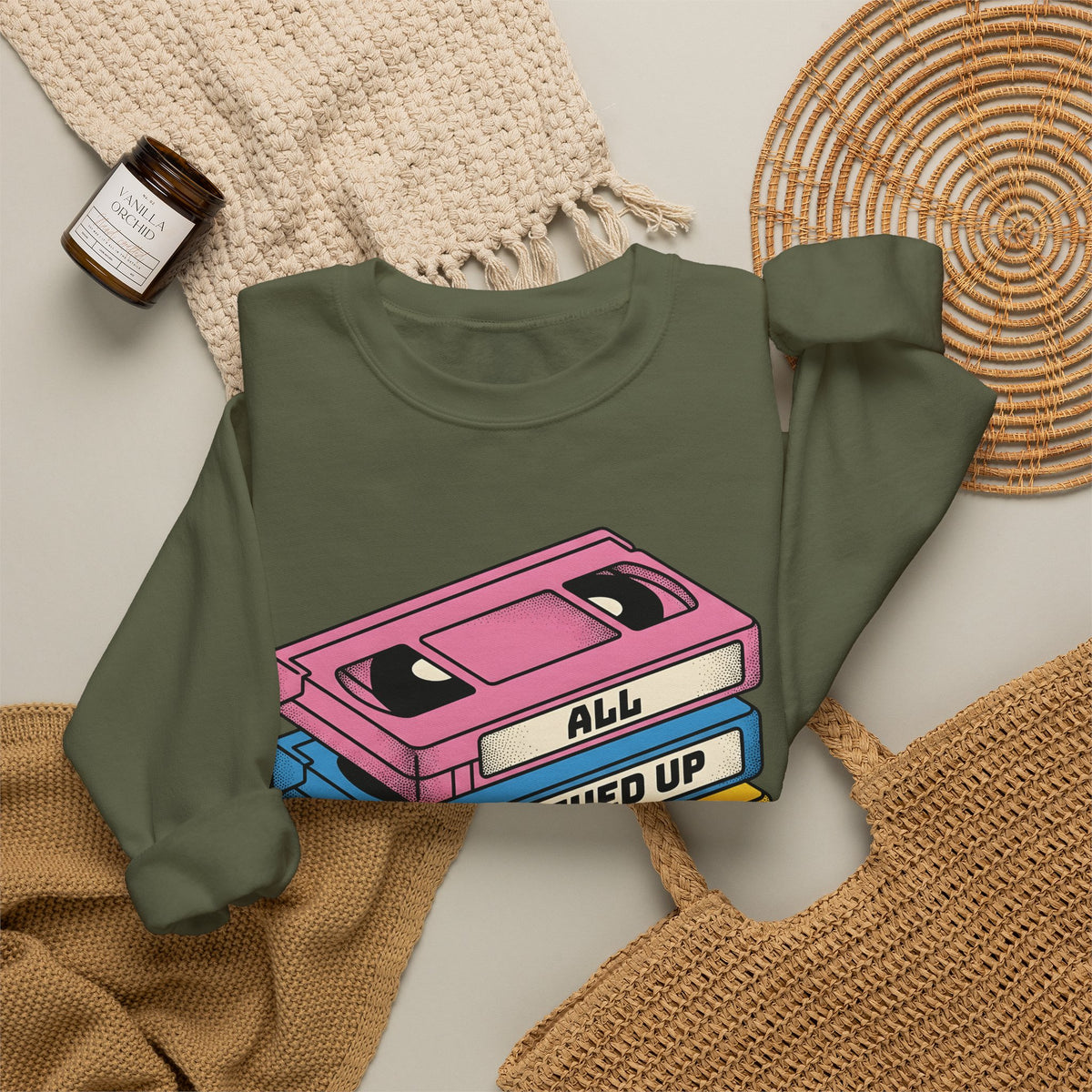 Vhs Tape Stack Sweatshirt St Valentine's Day Nostalgia Gift Women Retro Sweatshirt Videotape Sweatshirt Valentine Fan Vintage Sweatshirt Retro Illustration Pop