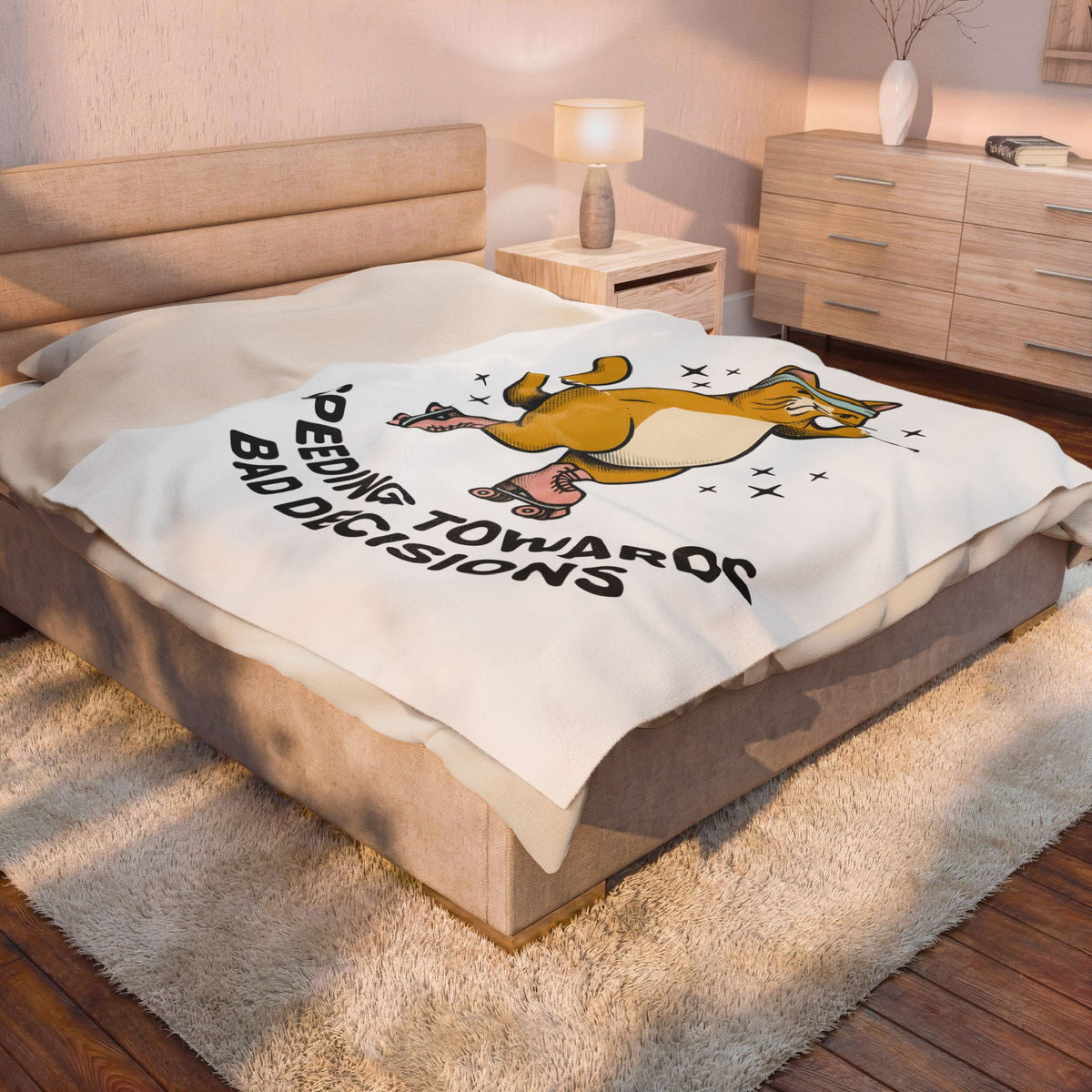 Skating Cat Blanket Funny Feline Gift Women Comic Blanket Cat Blanket Humor Fan Cartoon Blanket Kitty Graphic Vintage Sparkles Blanket