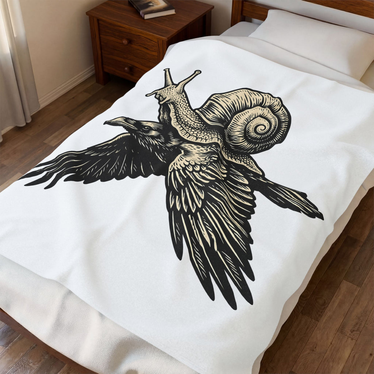 Slug Raven Blanket Funny Wildlife Gift Women Classic Blanket Raven Blanket Humor Fan Vintage Blanket Animal Graphic Doodle Wings Blanket