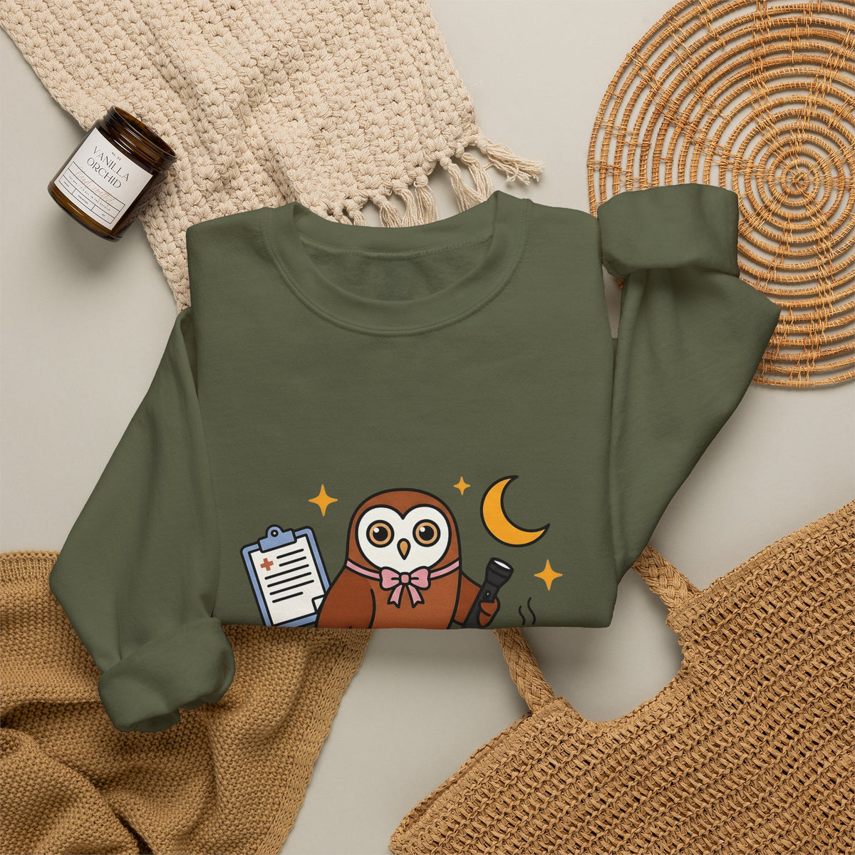 Owl Nurses Espresso Gift Comic Owl Sweatshirt