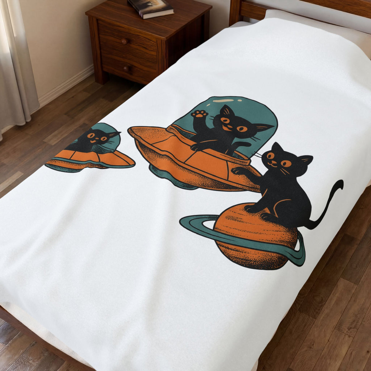 Space Cats Blanket Cat Space Gift Women Vintage Blanket Kitty Blanket Feline Fan Retro Blanket Astronaut Graphic Retro Ufo Blanket