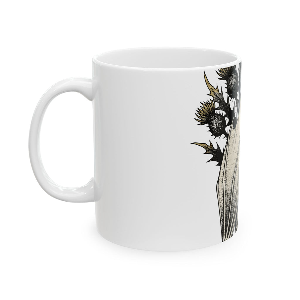 Bat Design Mug Halloween Greenery Gift Women Macabre Mug Bat Mug Horror Fan Dark Mug Foliage Graphic Sketch Bloom Mug
