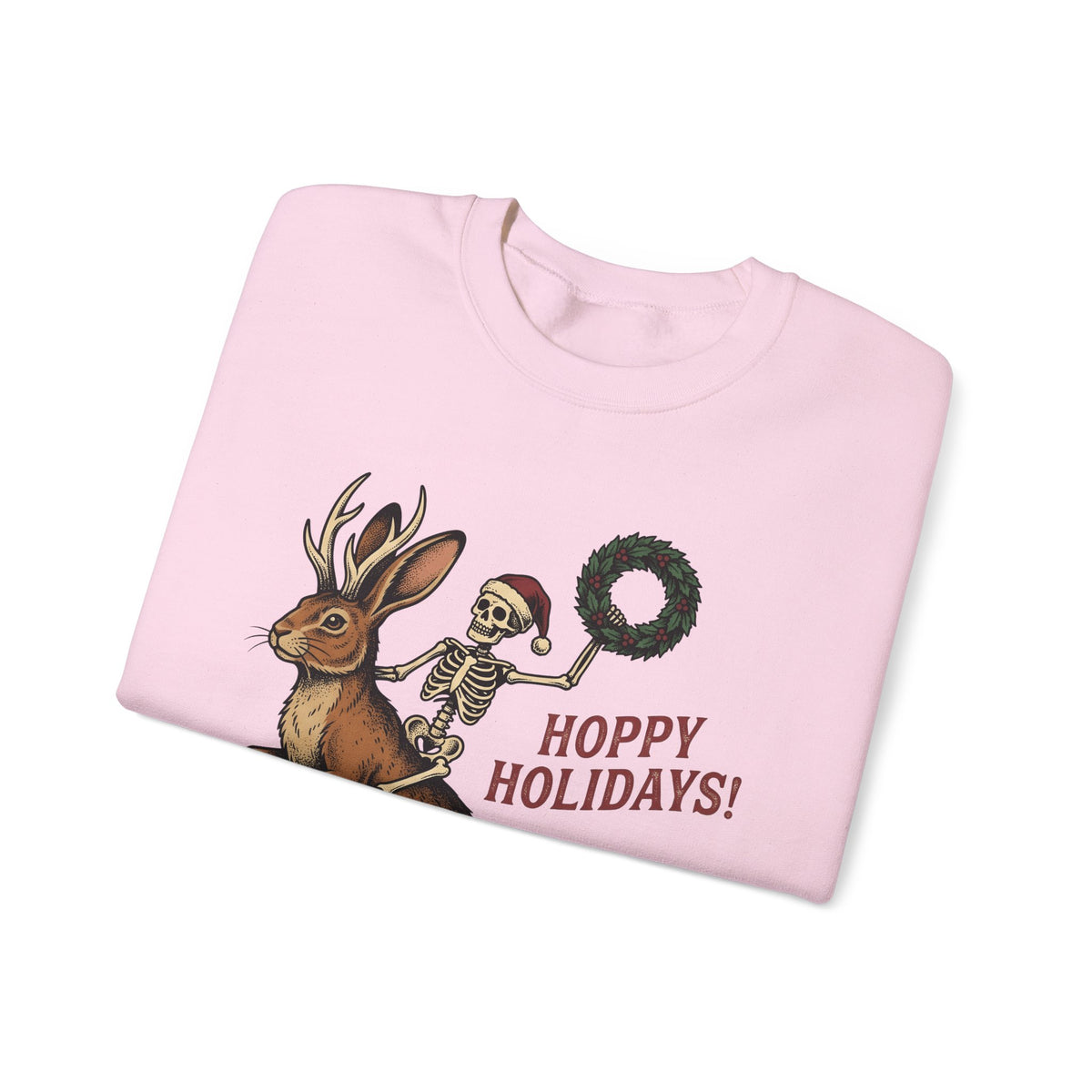 Jackalope Skull Sweatshirt Christmas Jokes Gift Women Antique Sweatshirt Rabbit Skull Sweatshirt Xmas Fan Vintage Sweatshirt Pun Graphic Doodle Circle Sweatshirt