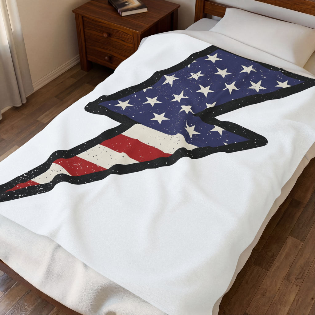 Electric Bolt Blanket 4th Of July Freedom Gift Women Rustic Blanket Lightning Blanket Independence Fan Vintage Blanket Liberty Graphic Nostalgic