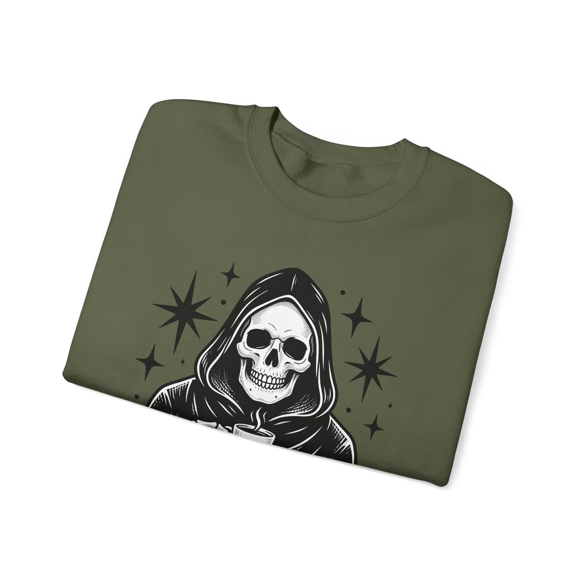 Death Reaper Sweatshirt Halloween Espresso Gift Women Dark Sweatshirt Grim Reaper Sweatshirt Horror Fan Gothic Sweatshirt Coffee Graphic Retro Sweatshirt Sweatshirt