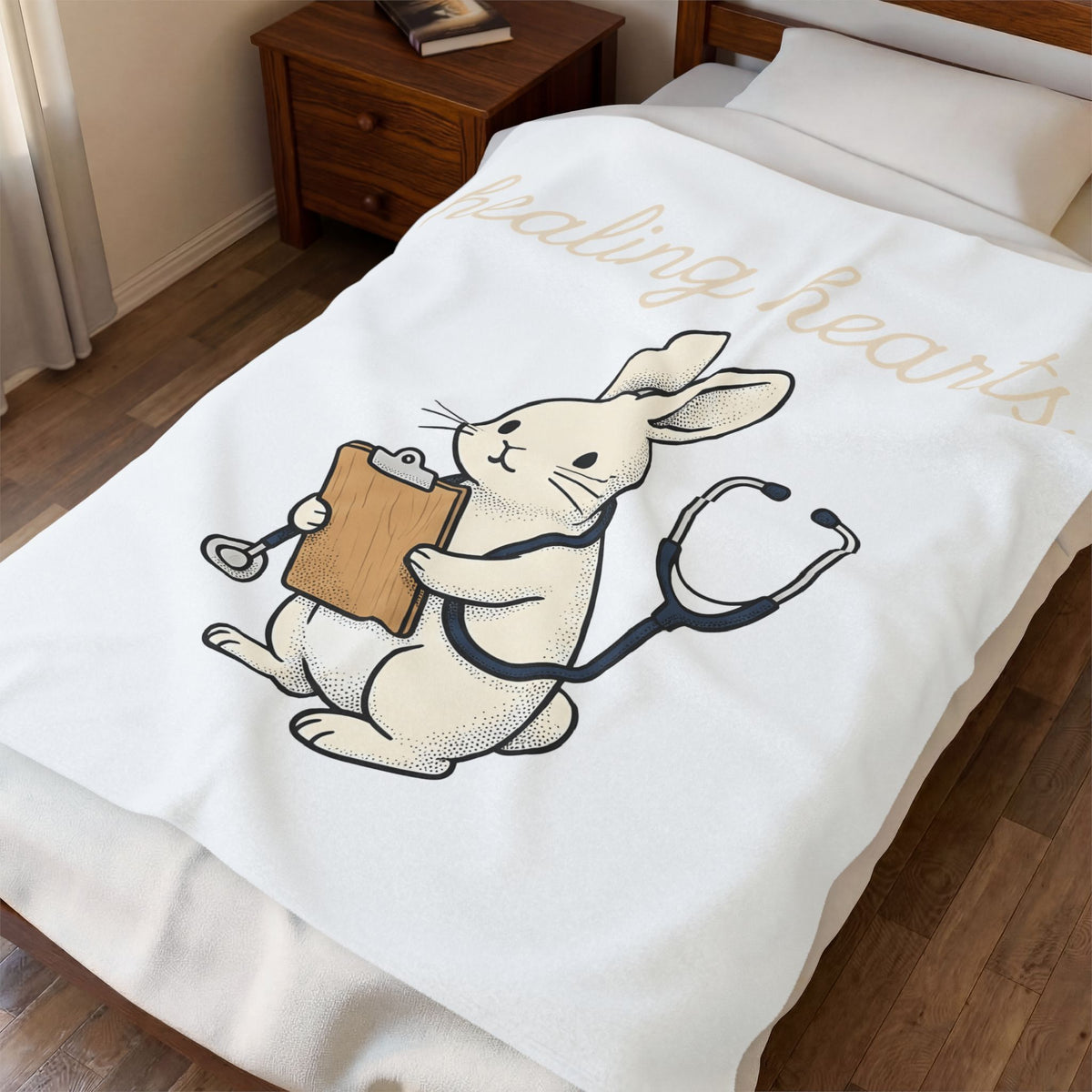 Hare Doctor Blanket Nurse Creature Gift Women Playful Blanket Rabbit Doctor Blanket Nursing Enthusiast Funny Blanket Beast Graphic Cartoon Doctor