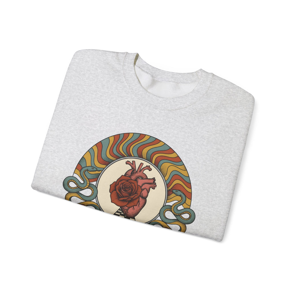 Anatomical Heart Rose Sweatshirt Boho Chic Spiritual Gift Women Psychedelic Sweatshirt Heart Rose Sweatshirt Boho Fan Trippy Sweatshirt Mystical Graphic Retro