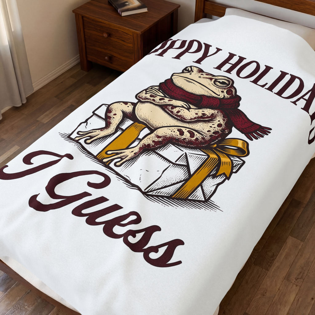 Frog Keepsake Blanket Christmas Critters Gift Women Traditional Blanket Toad Blanket Xmas Fan Hand Drawn Blanket Creature Graphic Outline Muffler