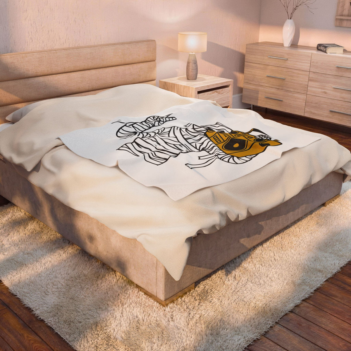Mummy Boombox Halloween Audio Gift Sketch Wrapped Mummy Horror Fan Monster Drawing Old Blanket