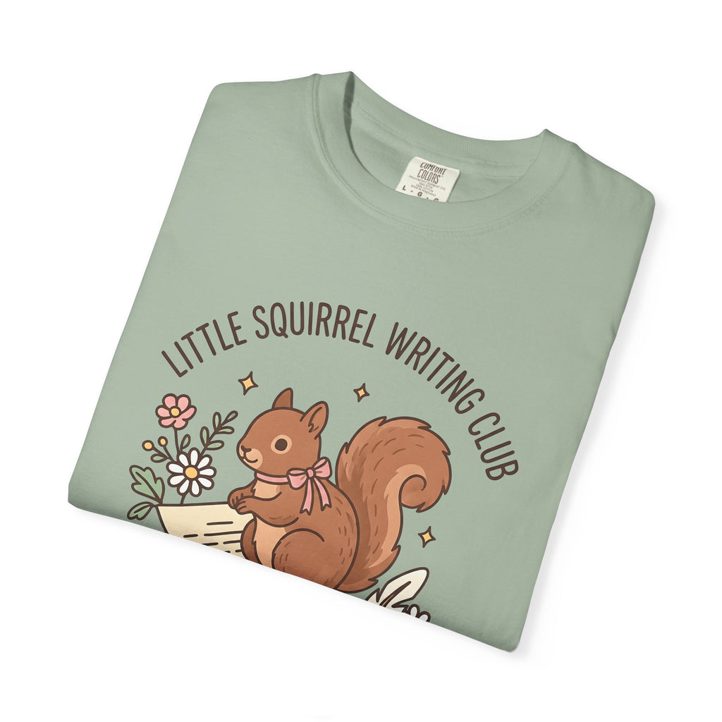Squirrel Tower Papers T-Shirt Writing Critter Gift Women Playful T-Shirt Paper Tower T-Shirt Author Fan Stationery T-Shirt Animal Graphic Line Art