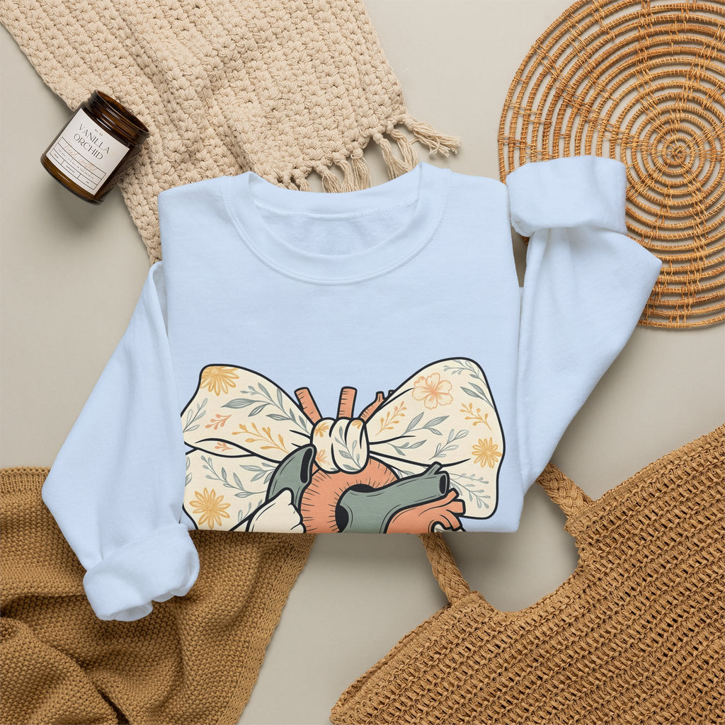 Realistic Heart Sweatshirt Nurses Medicine Gift Women Flower Sweatshirt Heart Sweatshirt Nurse Enthusiast Floral Sweatshirt Medical Graphic Classic Knot Sweatshirt