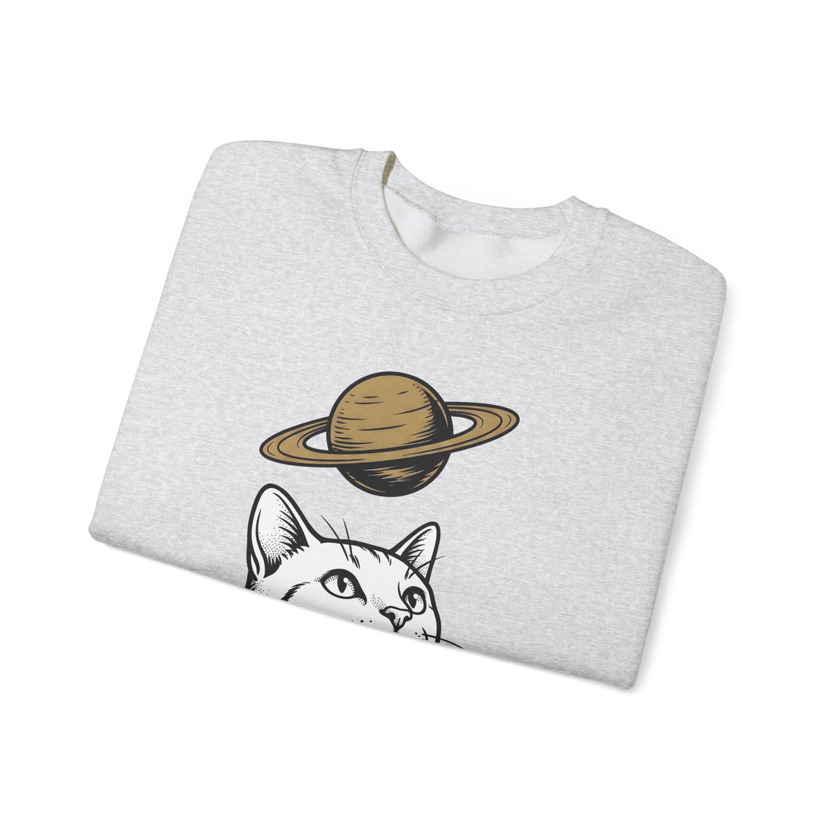 Cat Graphic Sweatshirt Cat Space Gift Women Line Art Sweatshirt Kitten Sweatshirt Feline Fan Simple Sweatshirt Galaxy Graphic Minimalist Planet Sweatshirt
