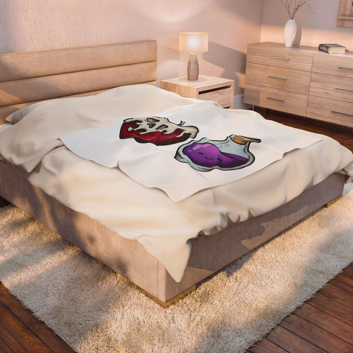 Deadly Fruit Elixir Blanket Halloween Halloween Gift Women Cartoon Blanket Poison Drink Blanket Halloween Fan Comic Blanket Spooky Graphic Hand