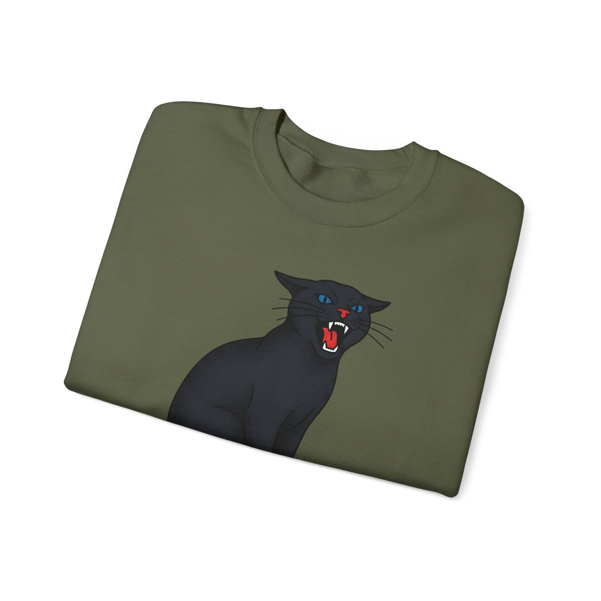 Black Cat Sweatshirt Cat Humor Gift Women Bold Graphic Sweatshirt Cat Sweatshirt Cat Fan Graphic Sweatshirt Funny Graphic Retro Fangs Sweatshirt