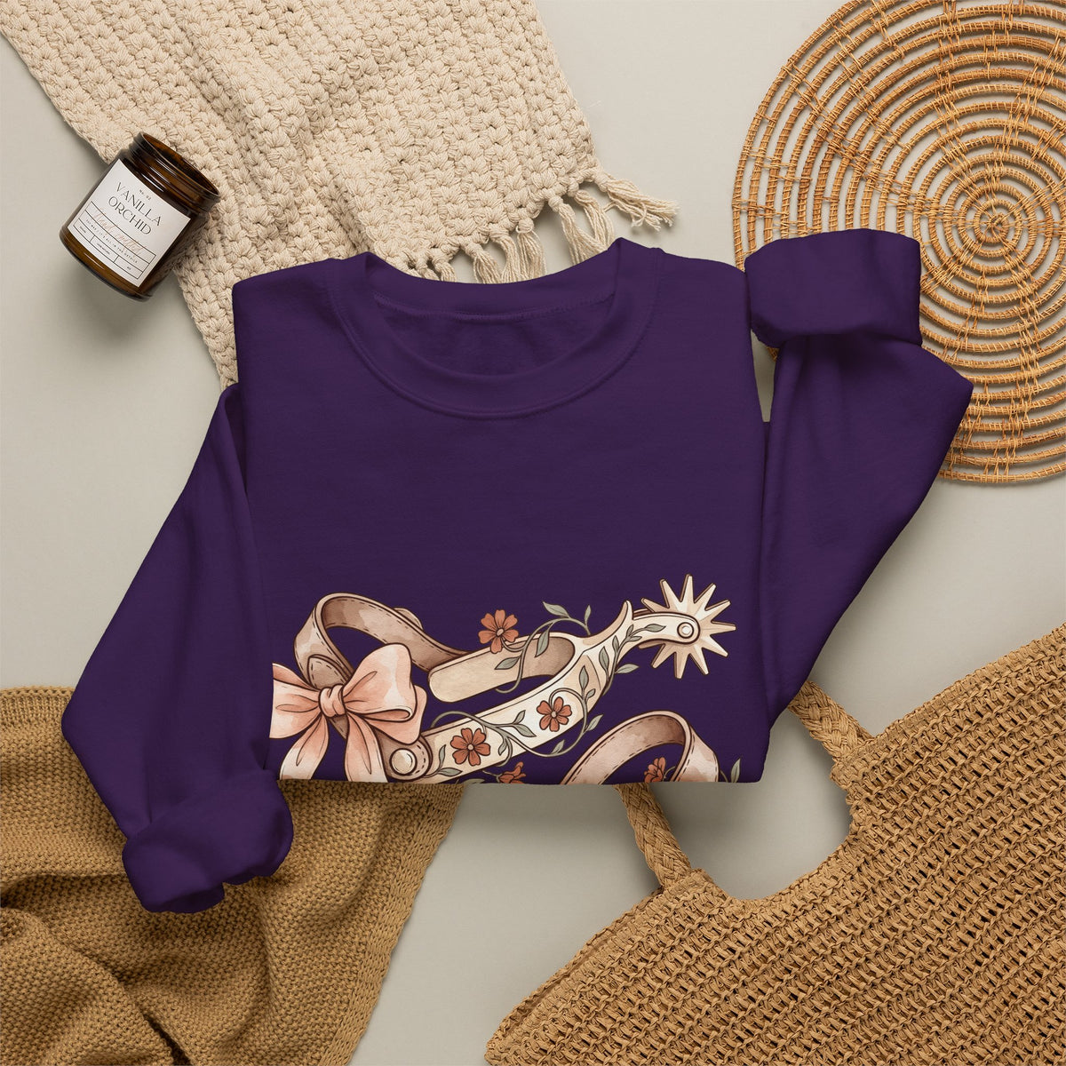 Rodeo Spurs Sweatshirt Cowgirl Cowboy Gift Women Tribal Sweatshirt Spur Sweatshirt Cowgirl Fan Rodeo Graphic Cowhand Graphic Farmhouse Blossom Sweatshirt
