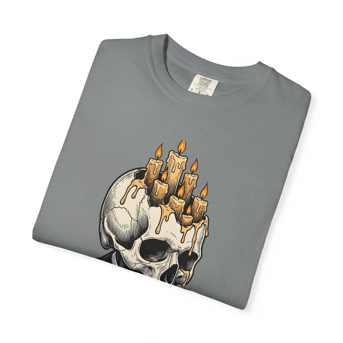 Skull Candles T-Shirt Gothic Halloween Gift Women Gothic T-Shirt Candle T-Shirt Dark Fan Cthulhu Graphic Spooky T-Shirt Vintage Wax T-Shirt