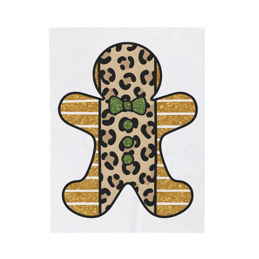Spotted Gingerbread Animal Xmas Gift Shimmer Gingerbread Man Leopard Fan Glitter Holiday Blanket
