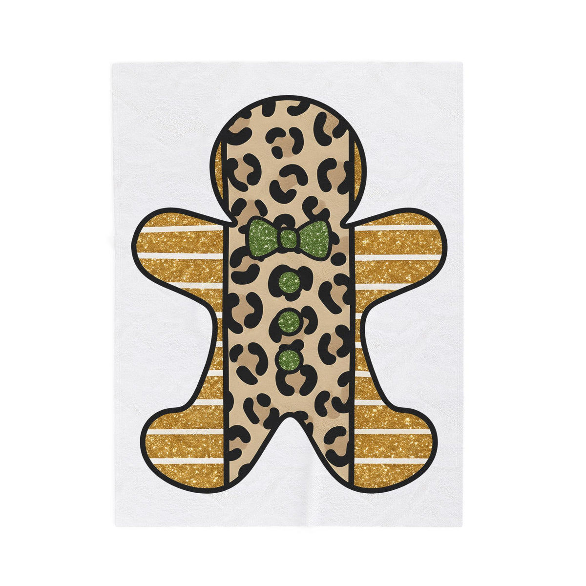 Spotted Gingerbread Animal Xmas Gift Shimmer Gingerbread Man Leopard Fan Glitter Holiday Blanket