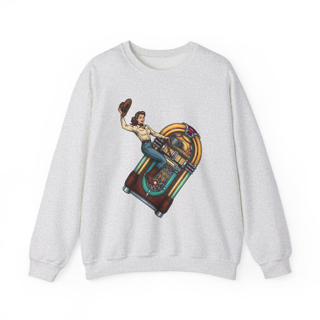 Cowgirl Jukebox Sweatshirt Cowgirl Audio Gift Women Farmhouse Sweatshirt Jukebox Sweatshirt Cowgirl Fan Rustic Sweatshirt Sound Graphic Mid Century Cowboy