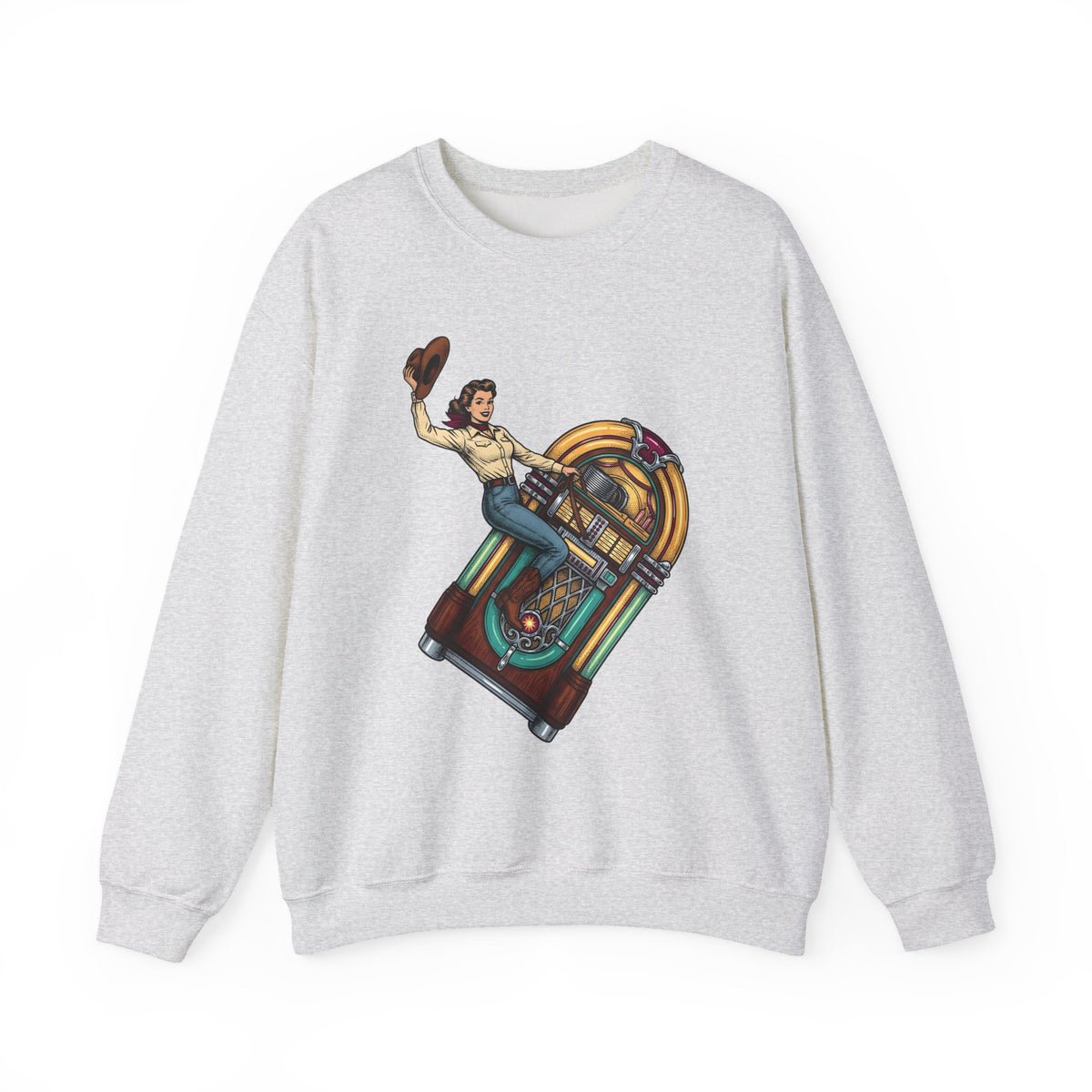 Cowgirl Jukebox Sweatshirt Cowgirl Audio Gift Women Farmhouse Sweatshirt Jukebox Sweatshirt Cowgirl Fan Rustic Sweatshirt Sound Graphic Mid Century Cowboy
