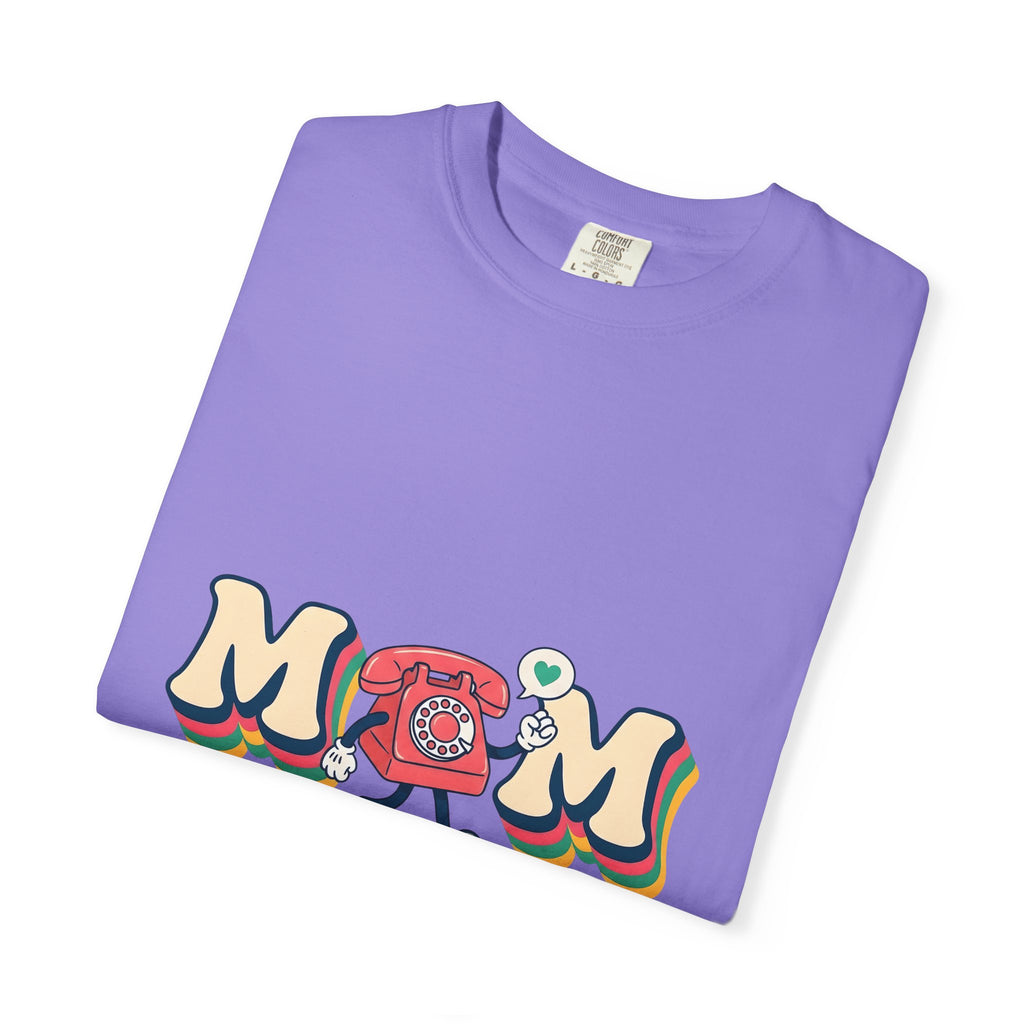 Vintage Phone T-Shirt Moms Relatives Gift Women Comic T-Shirt Old Phone T-Shirt Mother Fan Cartoon T-Shirt Family Graphic Classic Love Symbol
