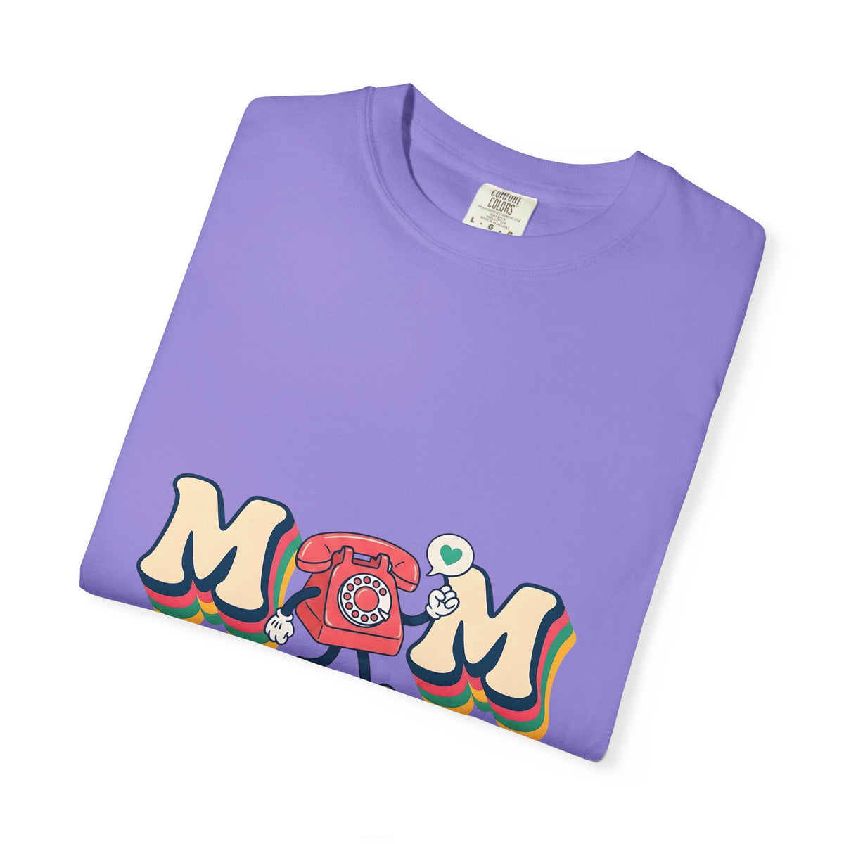 Vintage Phone T-Shirt Moms Relatives Gift Women Comic T-Shirt Old Phone T-Shirt Mother Fan Cartoon T-Shirt Family Graphic Classic Love Symbol