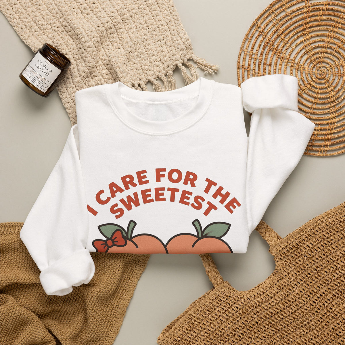 Adorable Peach Design Sweatshirt Nurses Gratitude Gift Women Chibi Sweatshirt Peach Sweatshirt Nurse Enthusiast Cartoon Sweatshirt Appreciation Graphic Comic