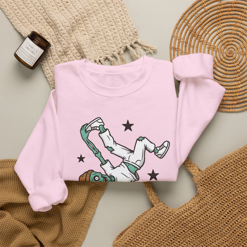 Dancing Skeleton Sweatshirt Halloween Ballet Gift Women Comic Sweatshirt Skeleton Sweatshirt Horror Fan Spooky Sweatshirt Dance Graphic Vintage Sparkles Sweatshirt