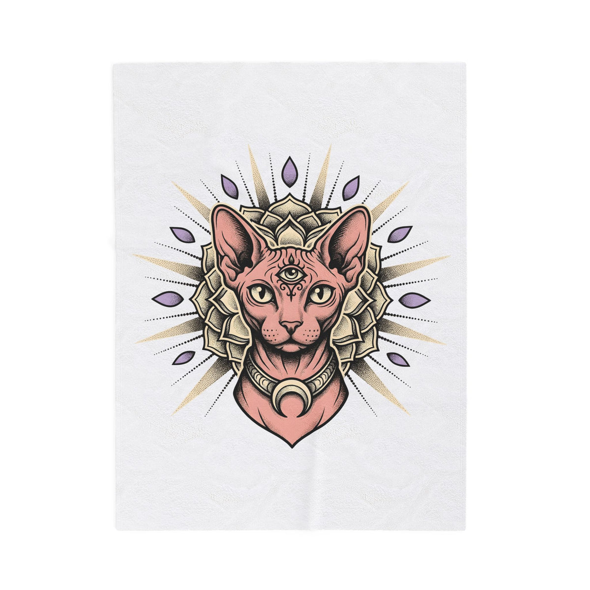 Sphynx Pet Blanket Cat Meditation Gift Women Tribal Blanket Hairless Cat Blanket Cat Fan Tribalism Blanket Mindfulness Graphic Etched Circle Design
