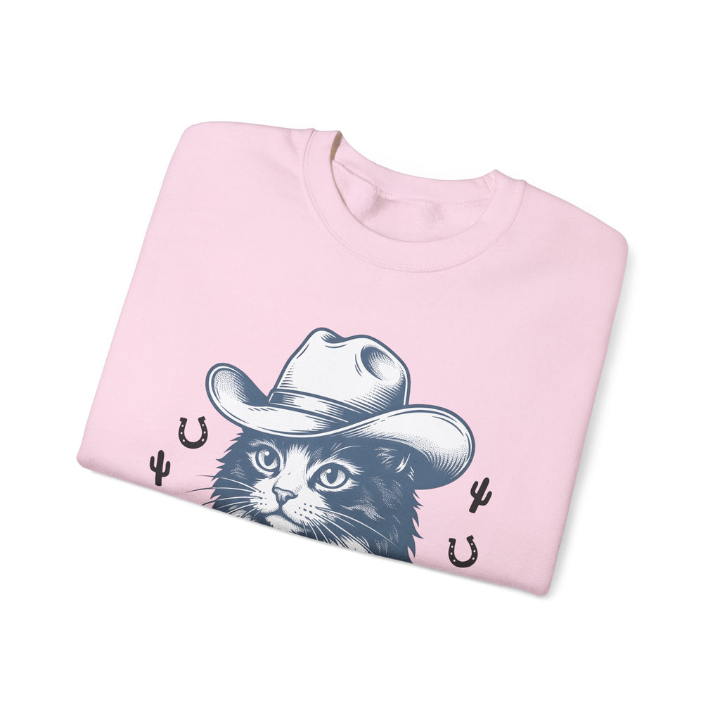 Western Cat Sweatshirt Cat Cowboy Gift Women Distressed Sweatshirt Kitty Sweatshirt Cat Fan Frayed Sweatshirt Rodeo Graphic Doodle Desert Plant Sweatshirt