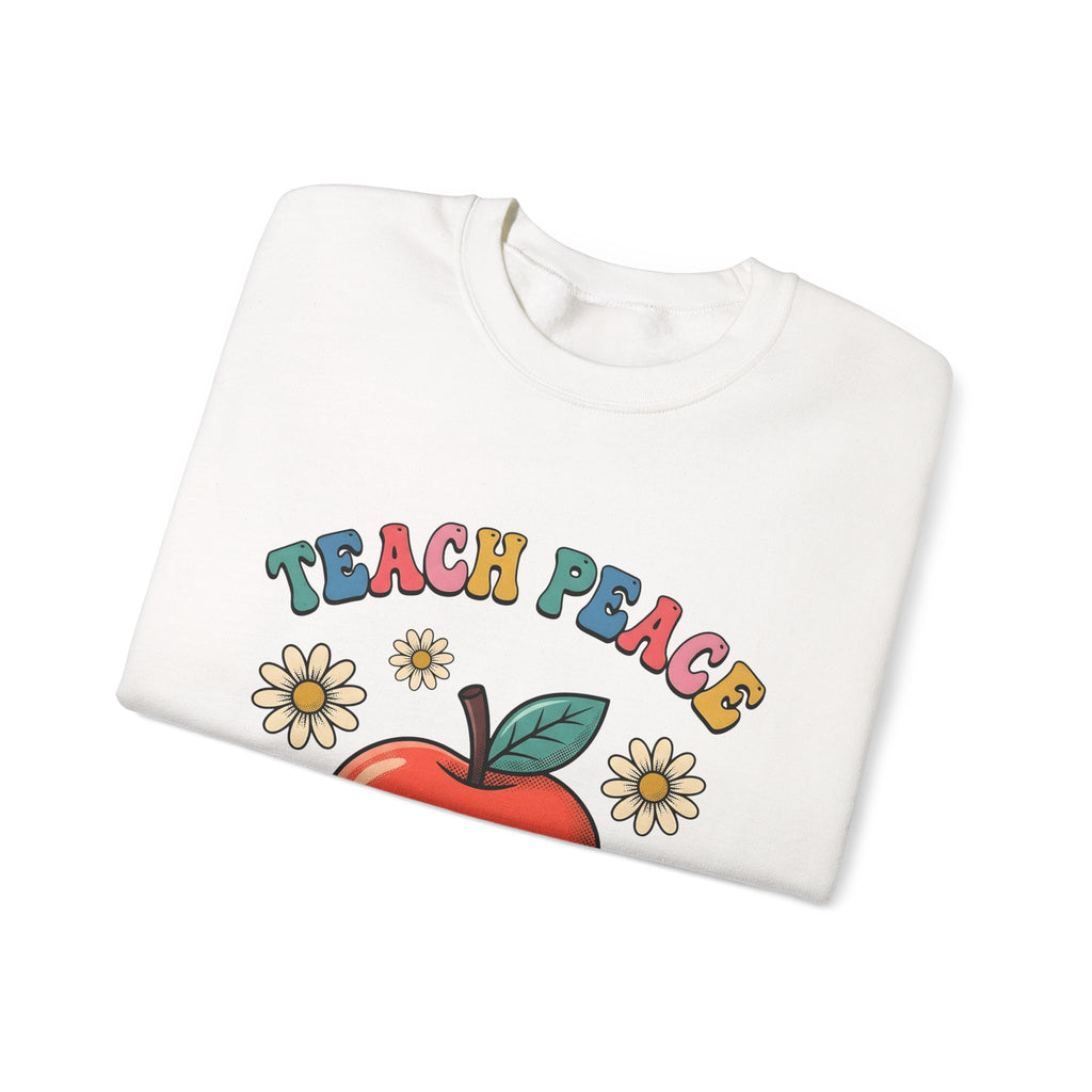 Happy Apple Sweatshirt Teachers Harmony Gift Women Comic Sweatshirt Fruit Sweatshirt Educator Enthusiast Cartoon Sweatshirt Balance Graphic Vintage Wildflowers