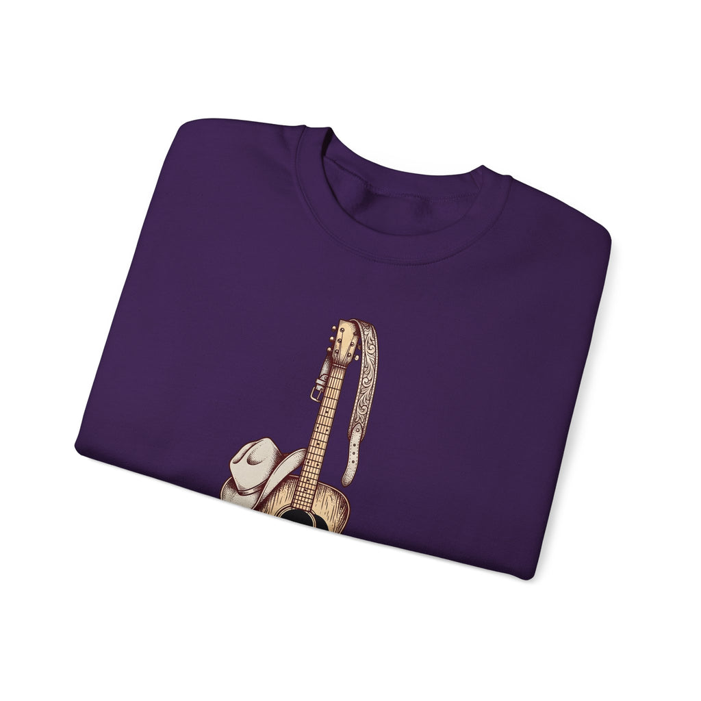 Folk Guitar Sweatshirt Cowgirl Instrument Gift Women Retro Sweatshirt Acoustic Guitar T-Sh
