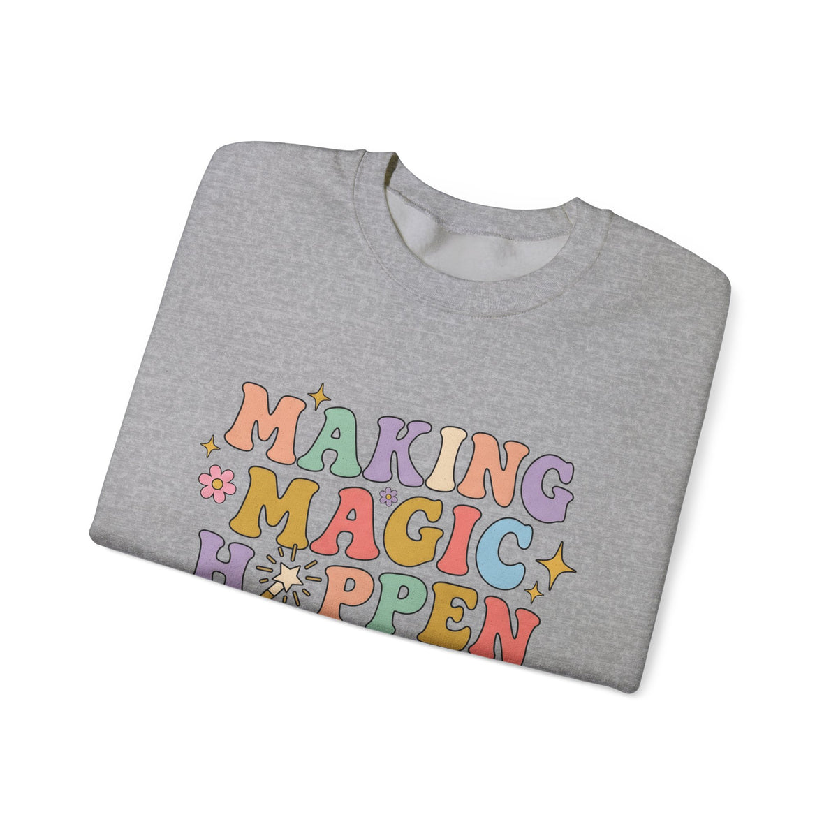 Enchanted Rod Design Sweatshirt Teachers Thanks Gift Women Line Art Sweatshirt Magic Wand Sweatshirt Educator Enthusiast Illustration Graphic Appreciation
