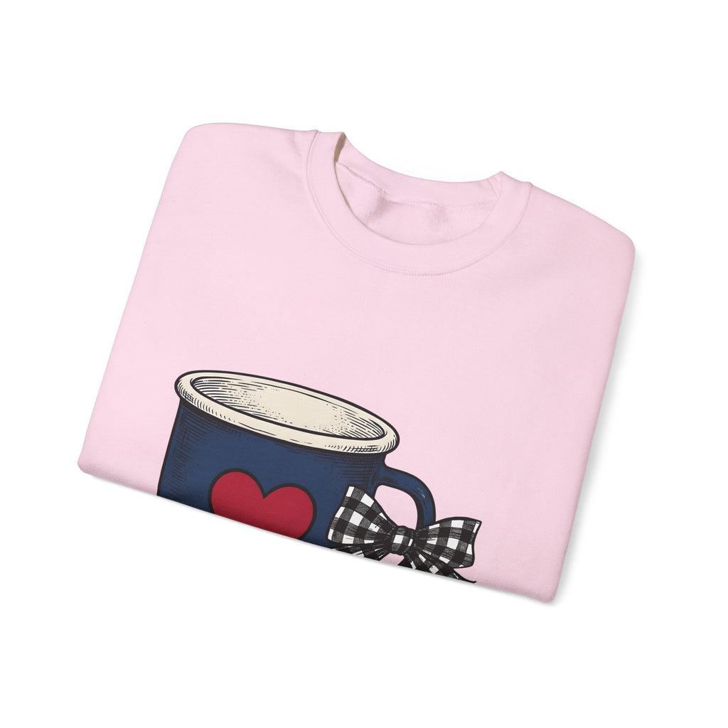 Heart Mug Holiday Coffee Gift Hand Drawn Mug Christmas Fan Coffee Cup Vintage Plaid Sweatshirt