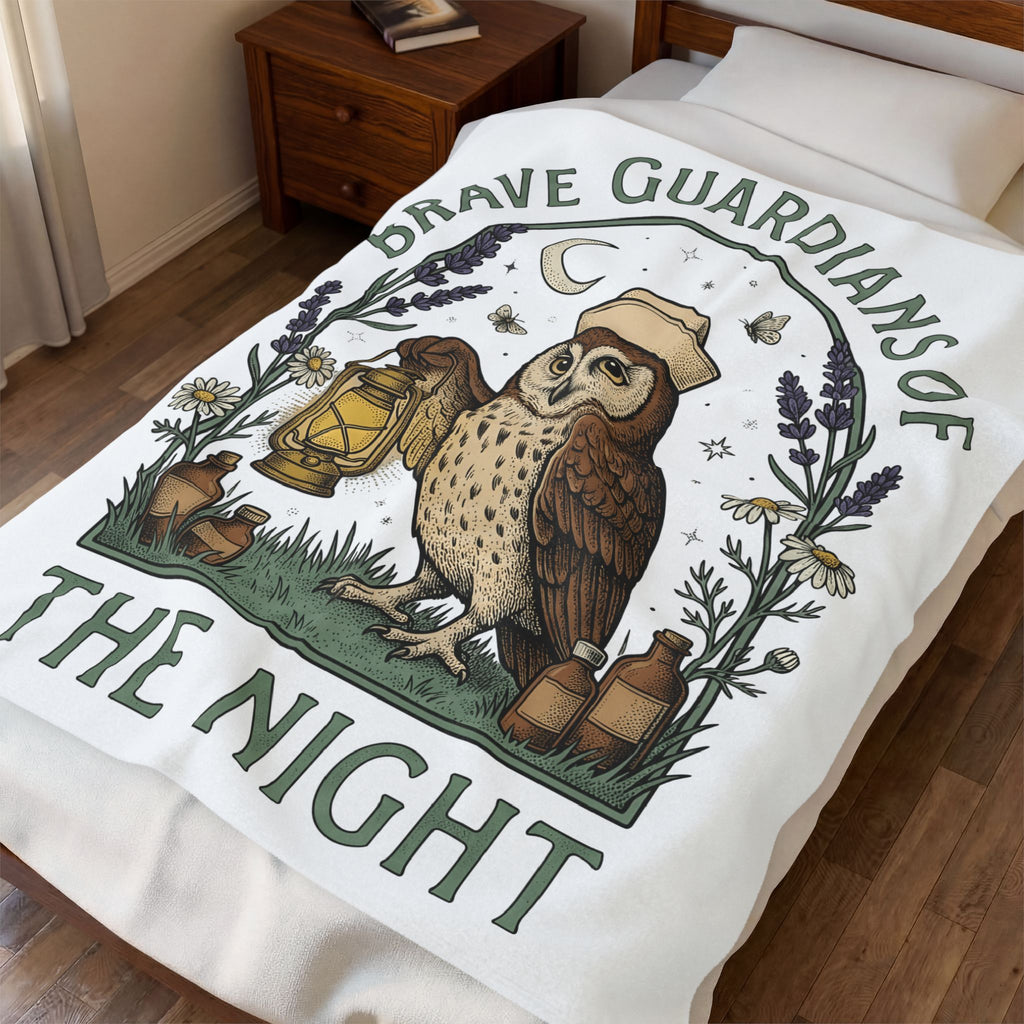Nursing Owl Blanket Nurses Gratitude Gift Women Retro Blanket Owl Blanket Nurse Enthusiast Vintage Blanket Appreciation Graphic Sketch Torch Blanket
