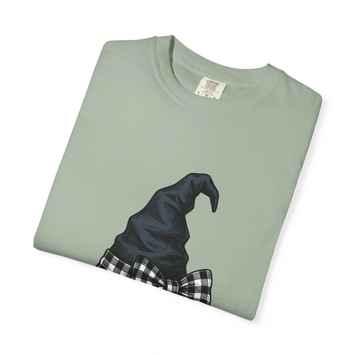 Witch Hat T-Shirt Halloween Sorcery Gift Women Cartoon T-Shirt Wizard Hat T-Shirt Halloween Fan Comic T-Shirt Magic Graphic Silhouette Gingham Bow
