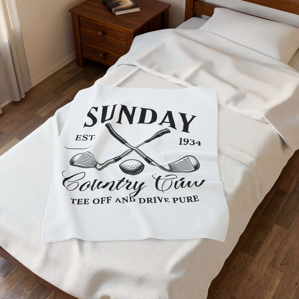 Golf Clubs Ball Blanket Golf Country Club Gift Women Vintage Blanket Golf Ball Blanket Golfer Enthusiast Retro Blanket Clubhouse Graphic Hand Drawn