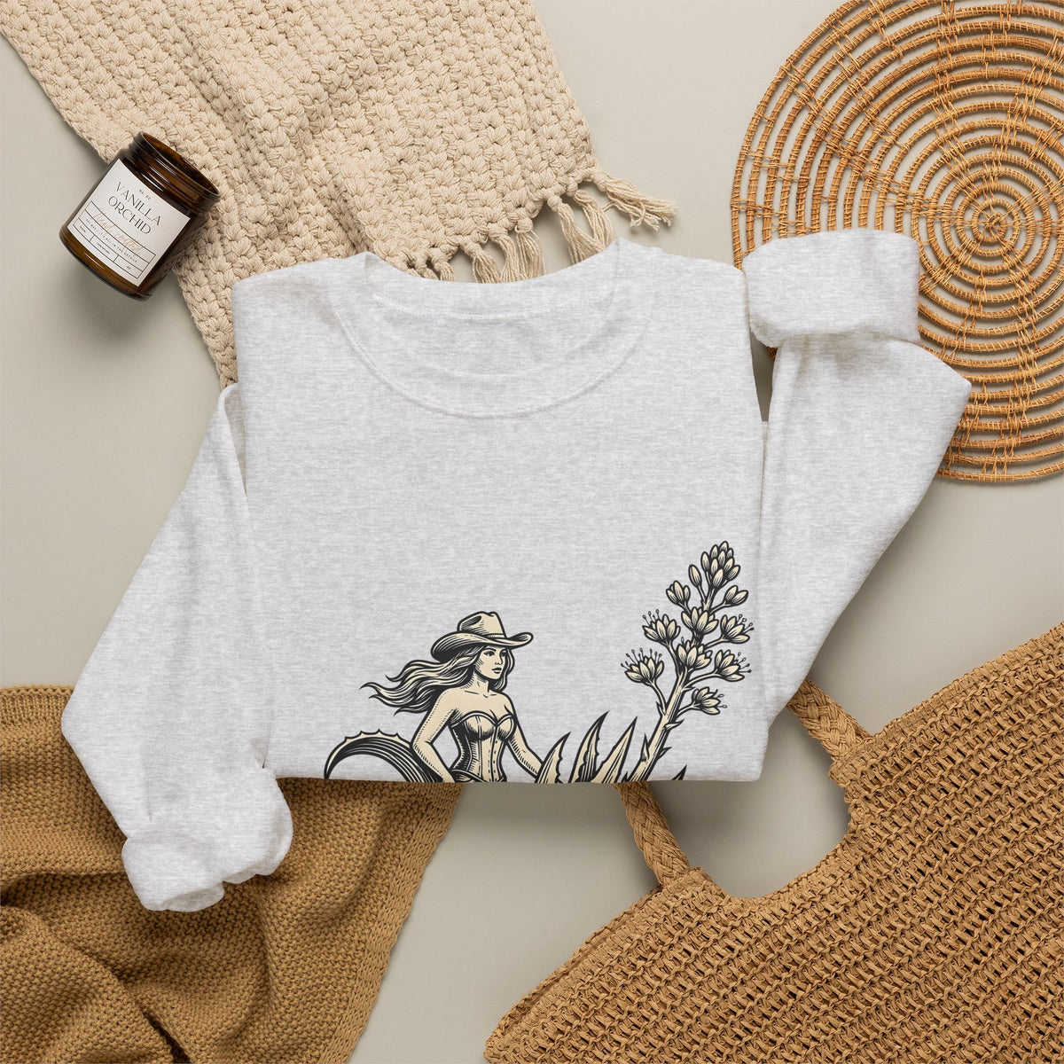 Cowgirl Art Sweatshirt Cowgirl Ranch Gift Women Sepia Sweatshirt Western Art Sweatshirt Cowgirl Fan Vintage Sweatshirt Farm Graphic Line Art Succulent Sweatshirt