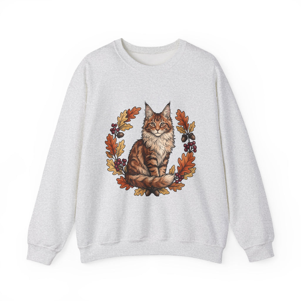 Maine Coon Pet Sweatshirt Cat Pumpkin Gift Women Greenery Sweatshirt Cat Sweatshirt Cat Fan Foliage Sweatshirt Gourd Graphic Old-Fashioned Orange Leaves Sweatshirt
