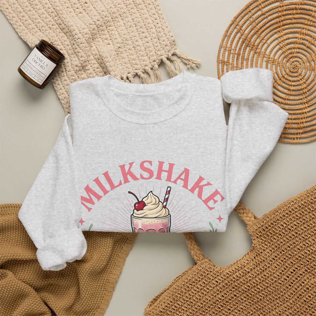 Milkshake Illustration Sweatshirt Desserts Cafe Gift Women Antique Sweatshirt Shake Sweatshirt Dessert Fan Retro Sweatshirt Coffee Graphic Vintage-Inspired