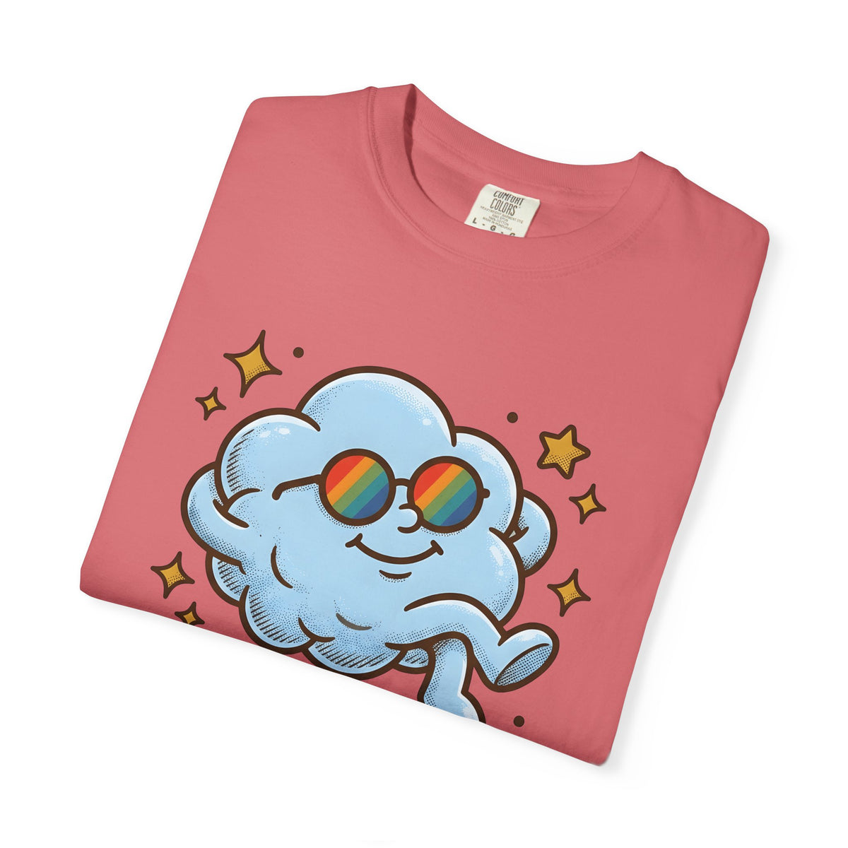 Smiling Cloud Boho Chic Inspiration Gift Comic Cloud Hippie Fan Cartoon Motivational Vintage T-Shirt