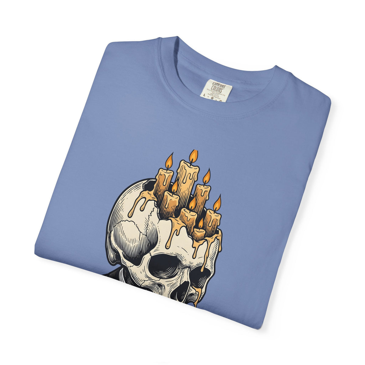 Skull Candles T-Shirt Gothic Halloween Gift Women Gothic T-Shirt Candle T-Shirt Dark Fan Cthulhu Graphic Spooky T-Shirt Vintage Wax T-Shirt