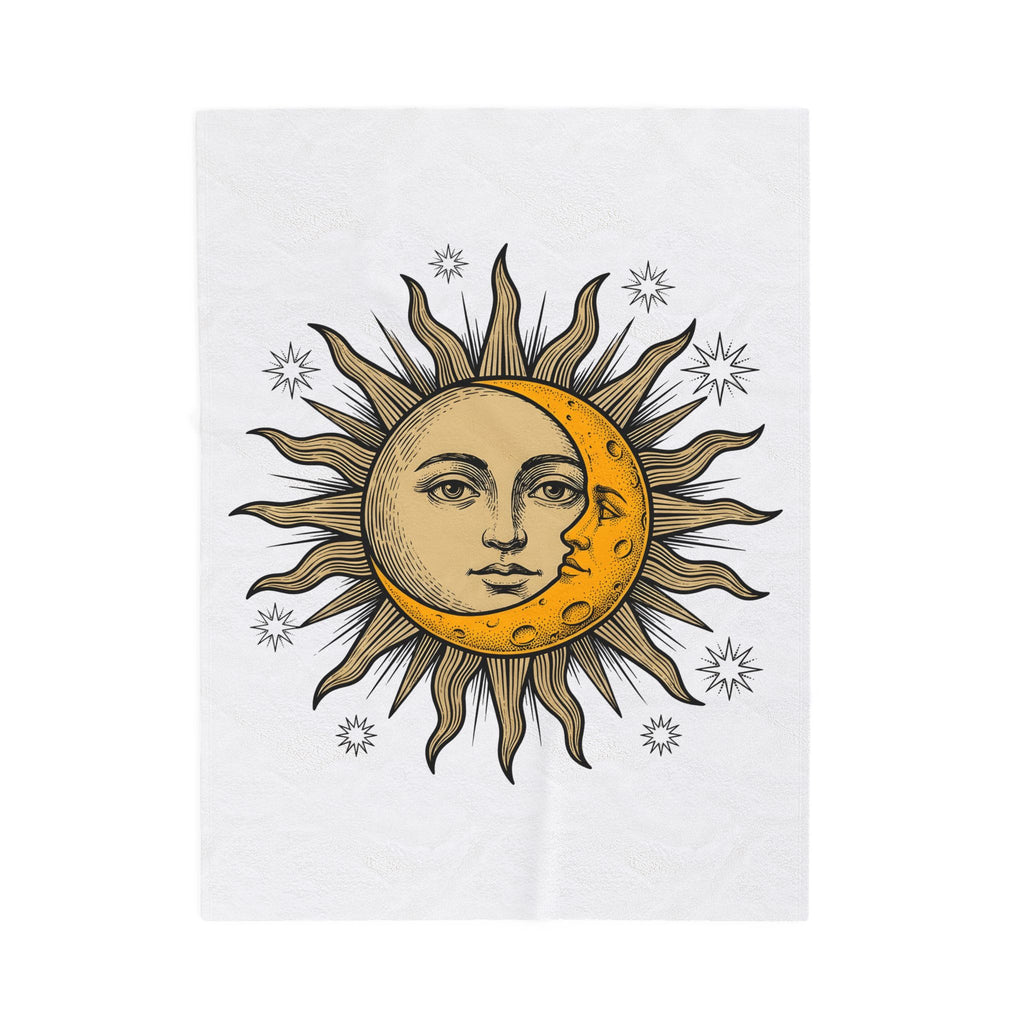 Sun Moon Faces Blanket Celestial Zodiac Gift Women Hippie Blanket Moonface Blanket Galaxy Fan Cosmic Blanket Astrology Graphic Retro Stars Blanket