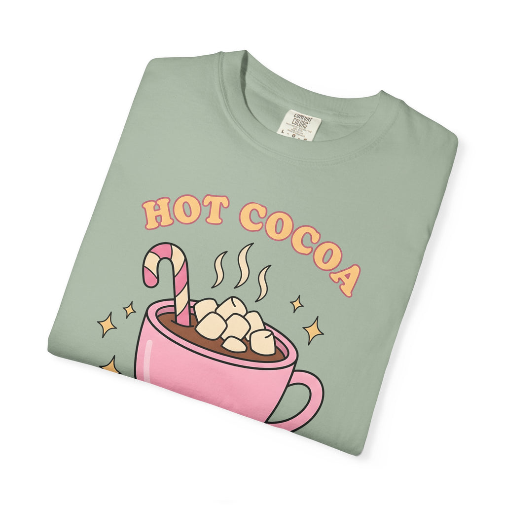 Hot Chocolate Cup Cocoa Winter Gift Line Mug Chocolate Fan Drawing Nostalgic White Marshmallows T-Shirt