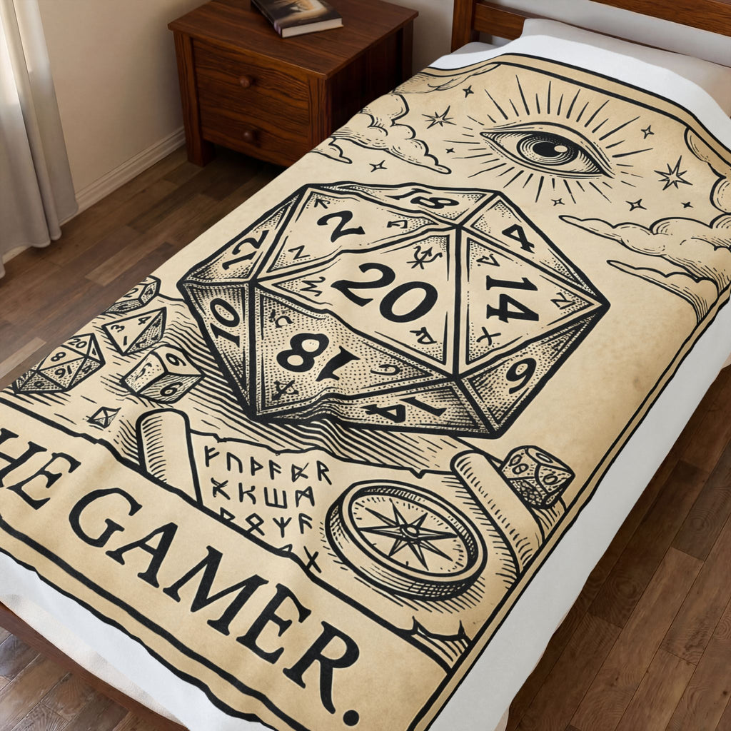 Gaming Dice Blanket Tabletop Gaming Roleplay Gift Women Retro Blanket Dice Blanket Gamers Fan Vintage Blanket Rpg Graphic Sketch Eye Symbol Blanket