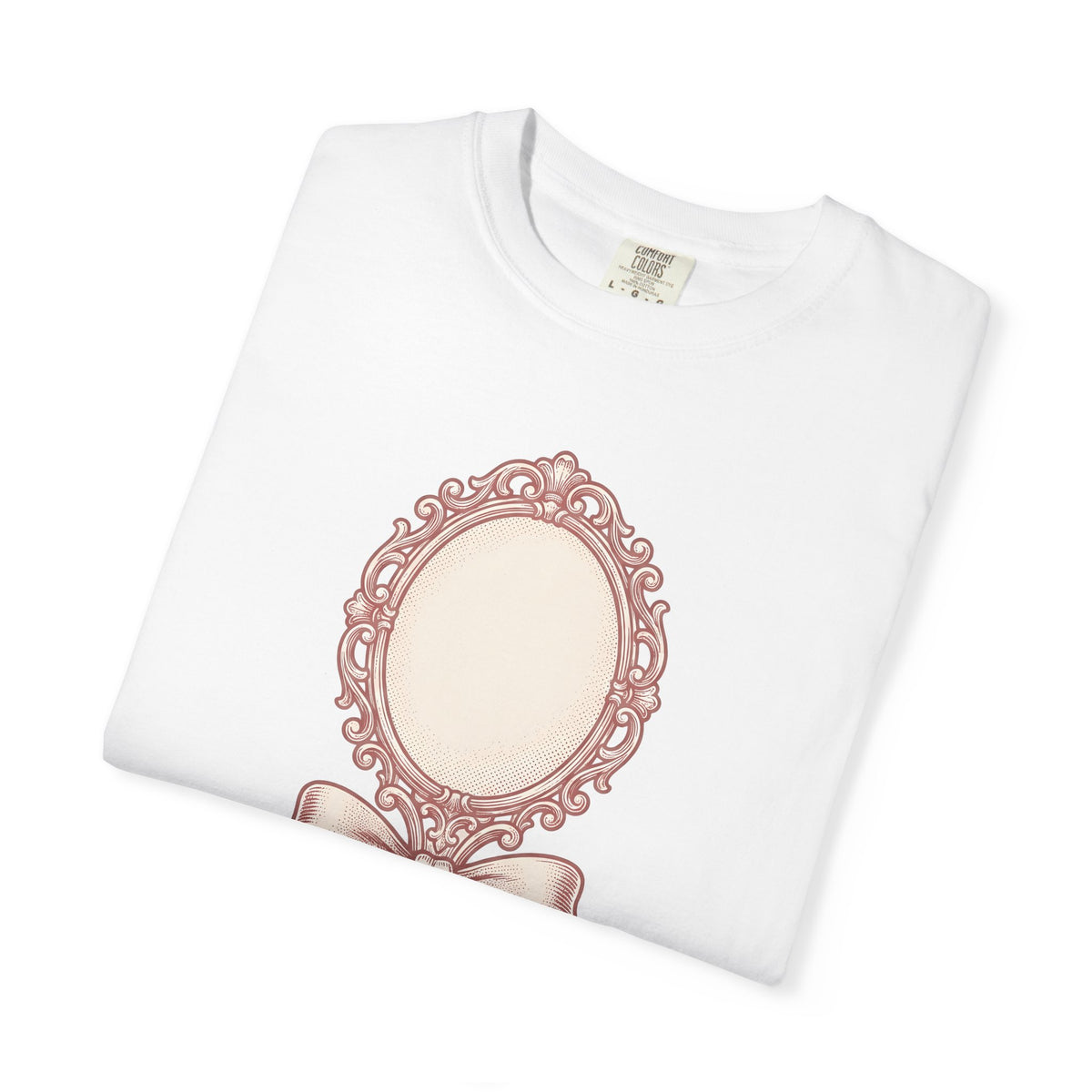 Fancy Mirror T-Shirt Cute Clothing Gift Women Antique T-Shirt Glass T-Shirt Adorable Fan Vintage T-Shirt Apparel Graphic Doodle Knot T-Shirt