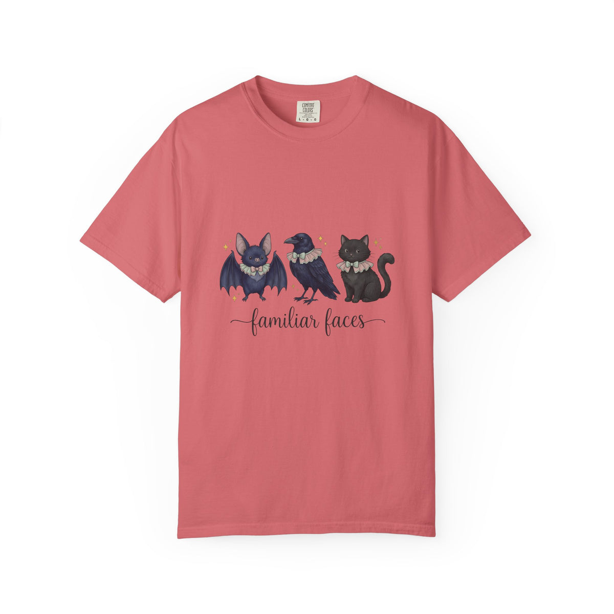 Bat Crow Cat T-Shirt Halloween Witch Gift Women Cute T-Shirt Animal T-Shirt Spooky Fan Cartoon T-Shirt Magical Graphic Hand
