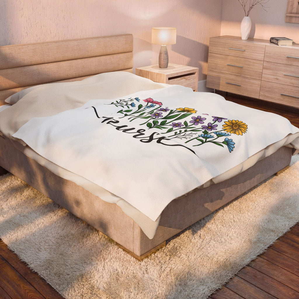 Field Blooms Blanket Nurse Petals Gift Women Line Art Blanket Wildflowers Blanket Healthcare Enthusiast Floral Blanket Floral Graphic Southwestern
